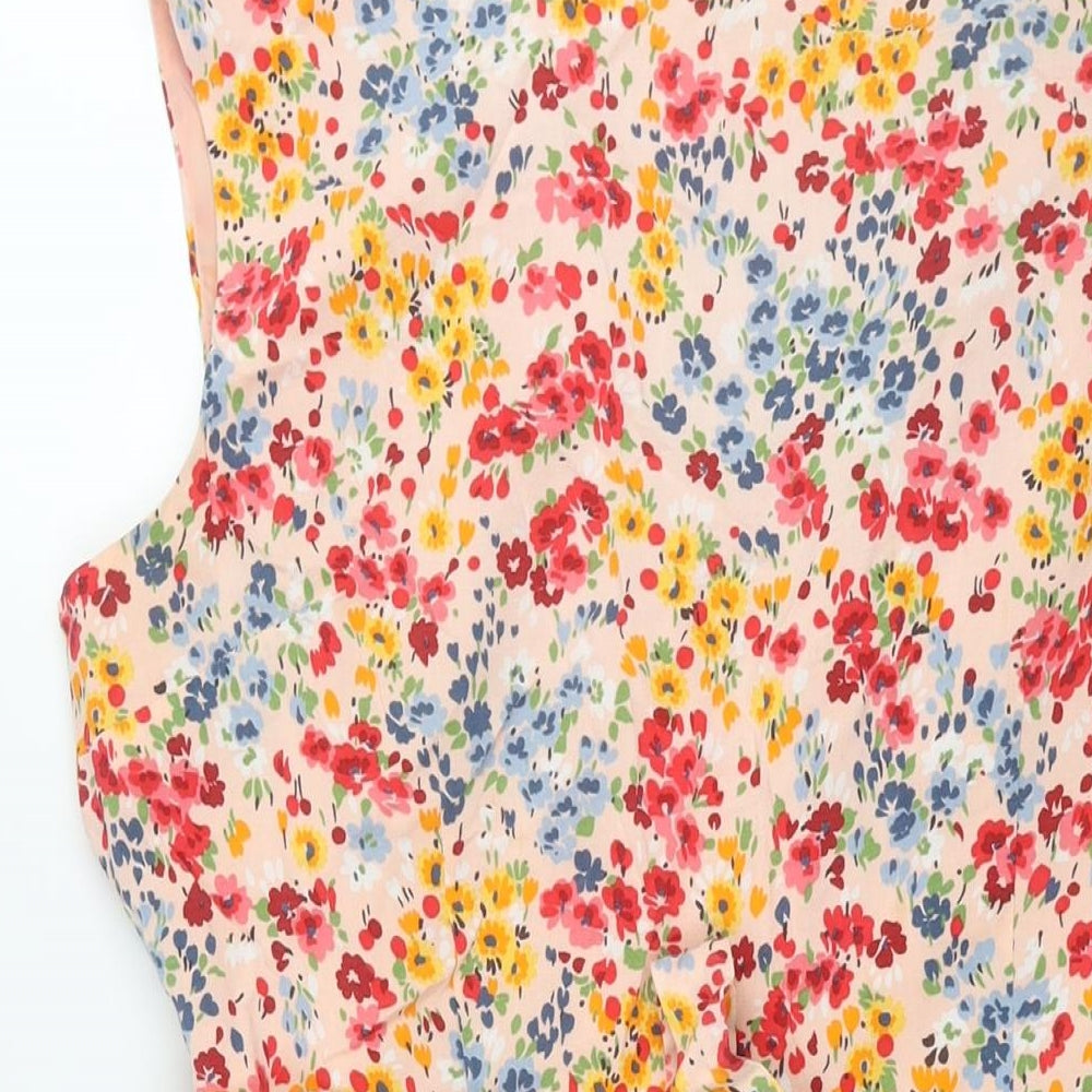 BHS Womens Multicoloured Floral Viscose A-Line Size 16 Round Neck Zip - Belted