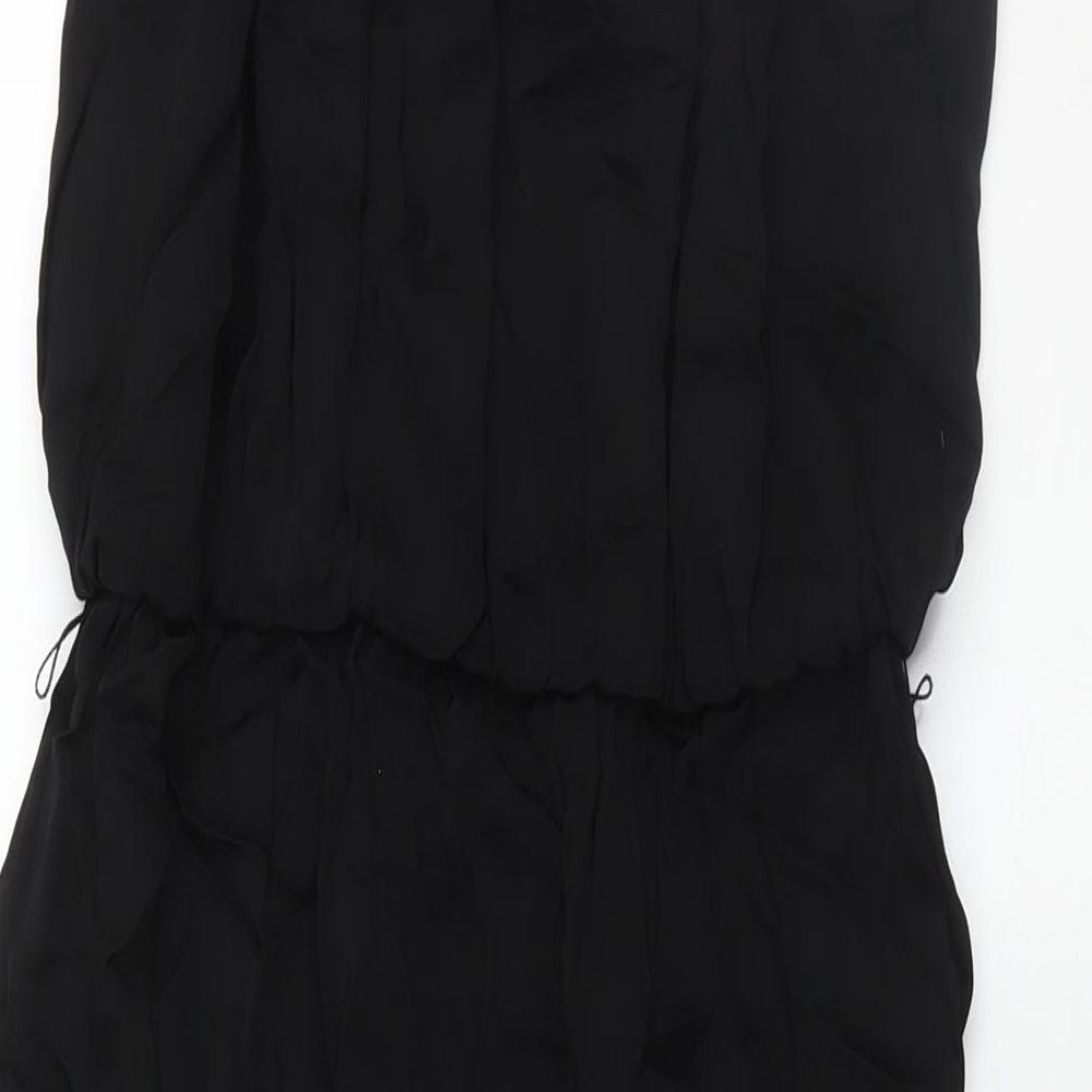 Monsoon Womens Black Viscose Maxi Size 10 Round Neck Tie