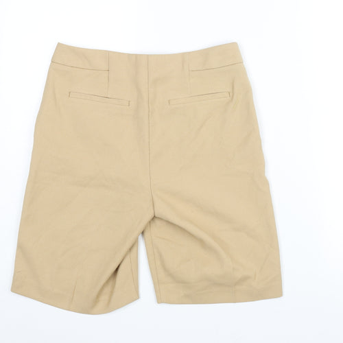 Marks and Womens Beige Polyester Bermuda Shorts Size 8 L9 in Regular Zip