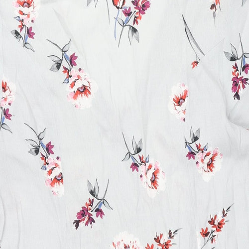 New Look Womens Grey Floral Viscose A-Line Size 12 V-Neck Pullover - Belted