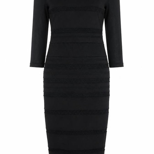 Per Una Womens Black Viscose Pencil Dress Size 8 Round Neck Zip