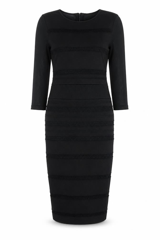 Per Una Womens Black Viscose Pencil Dress Size 8 Round Neck Zip