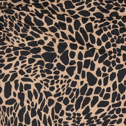 Lipsy Womens Brown Animal Print Polyester Basic Button-Up Size 10 Collared - Giraffe Print