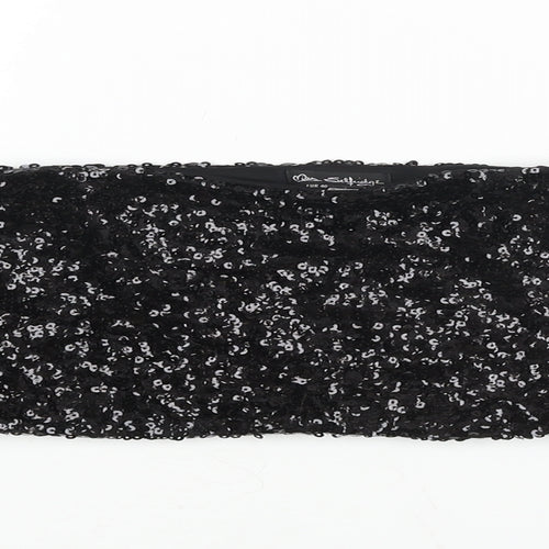 Miss Selfridge Womens Black Polyester Cropped Blouse Size 12 Square Neck - Sequin Bandeau