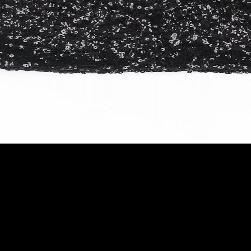Miss Selfridge Womens Black Polyester Cropped Blouse Size 12 Square Neck - Sequin Bandeau