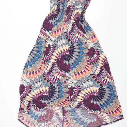 Dorothy Perkins Womens Multicoloured Geometric Viscose A-Line Size 12 Scoop Neck Pullover - Feather Print