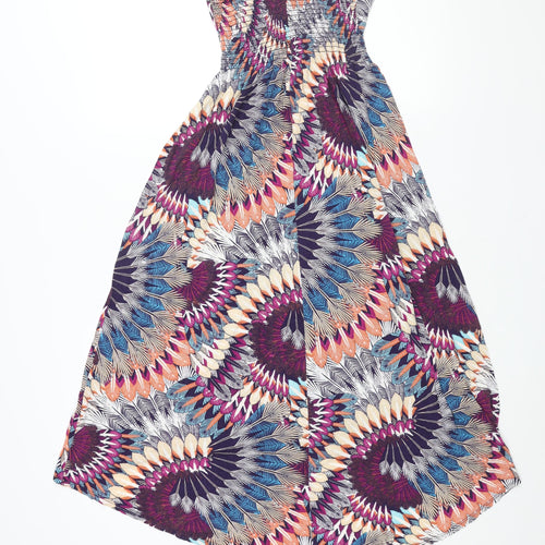 Dorothy Perkins Womens Multicoloured Geometric Viscose A-Line Size 12 Scoop Neck Pullover - Feather Print