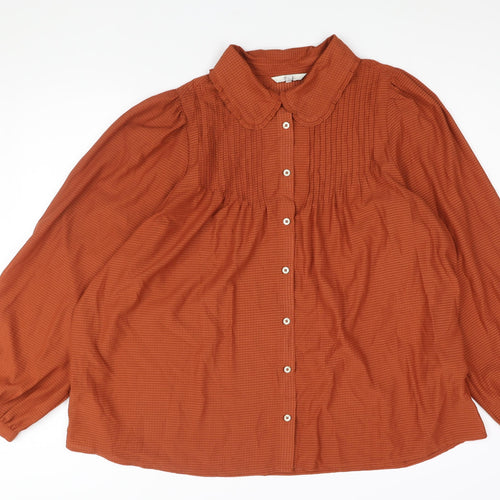 NEXT Womens Brown Polyester Basic Button-Up Size 24 Collared