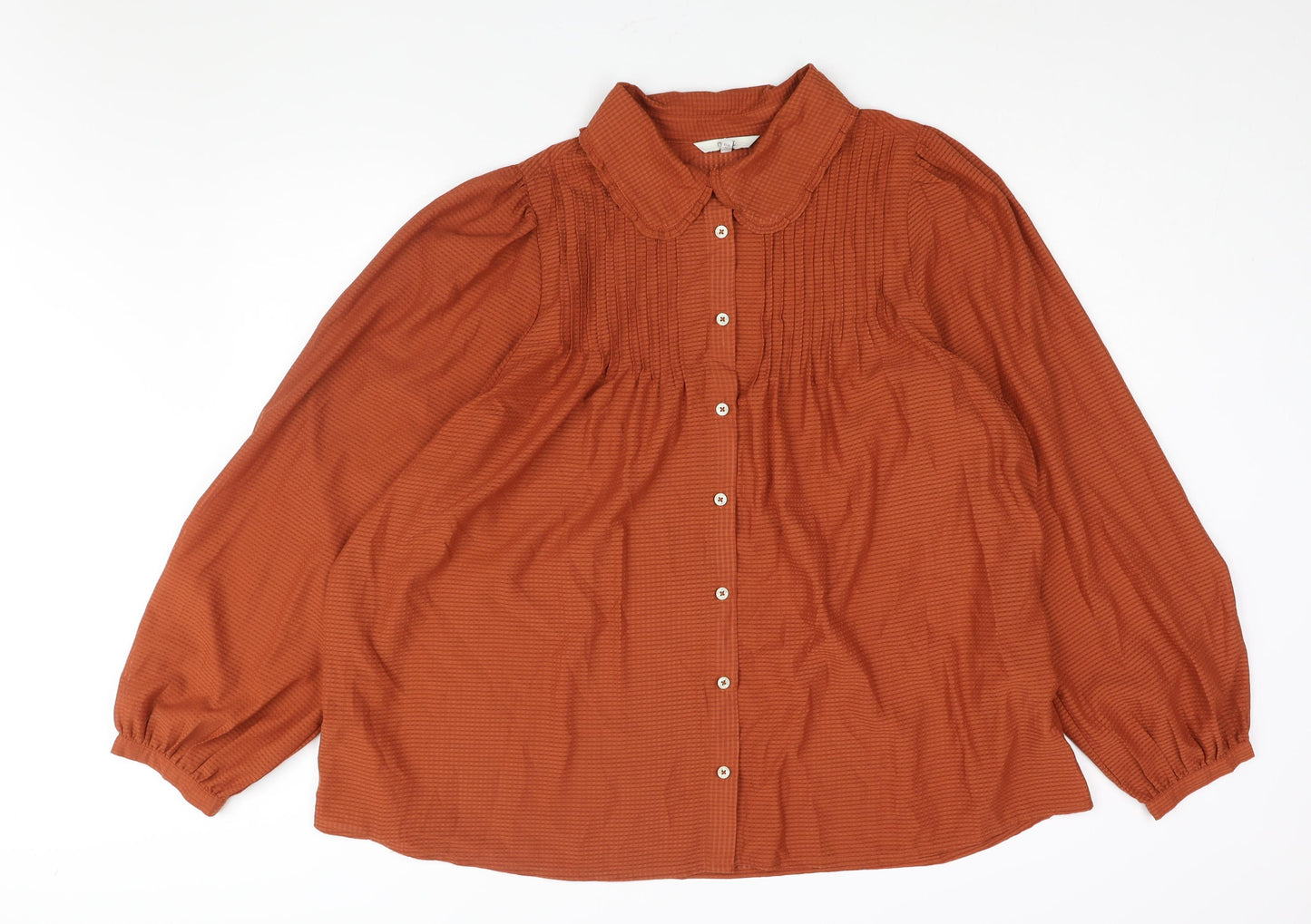 NEXT Womens Brown Polyester Basic Button-Up Size 24 Collared