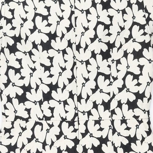 Oasis Womens Ivory Floral Polyester A-Line Size 12 Round Neck Zip