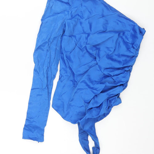 Zara Womens Blue Polyester Bodysuit One-Piece Size S Snap - Rouched