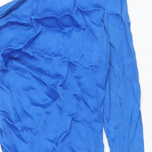 Zara Womens Blue Polyester Bodysuit One-Piece Size S Snap - Rouched