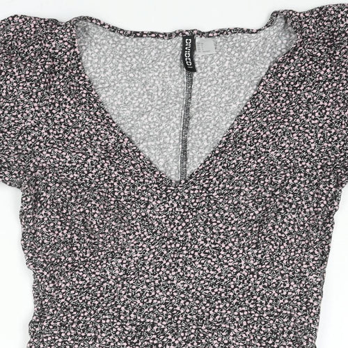 Divided by H&M Womens Multicoloured Floral Viscose A-Line Size 8 V-Neck Zip