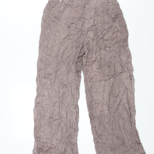 ASOS Womens Brown Viscose Cropped Trousers Size 8 L25 in Regular Zip