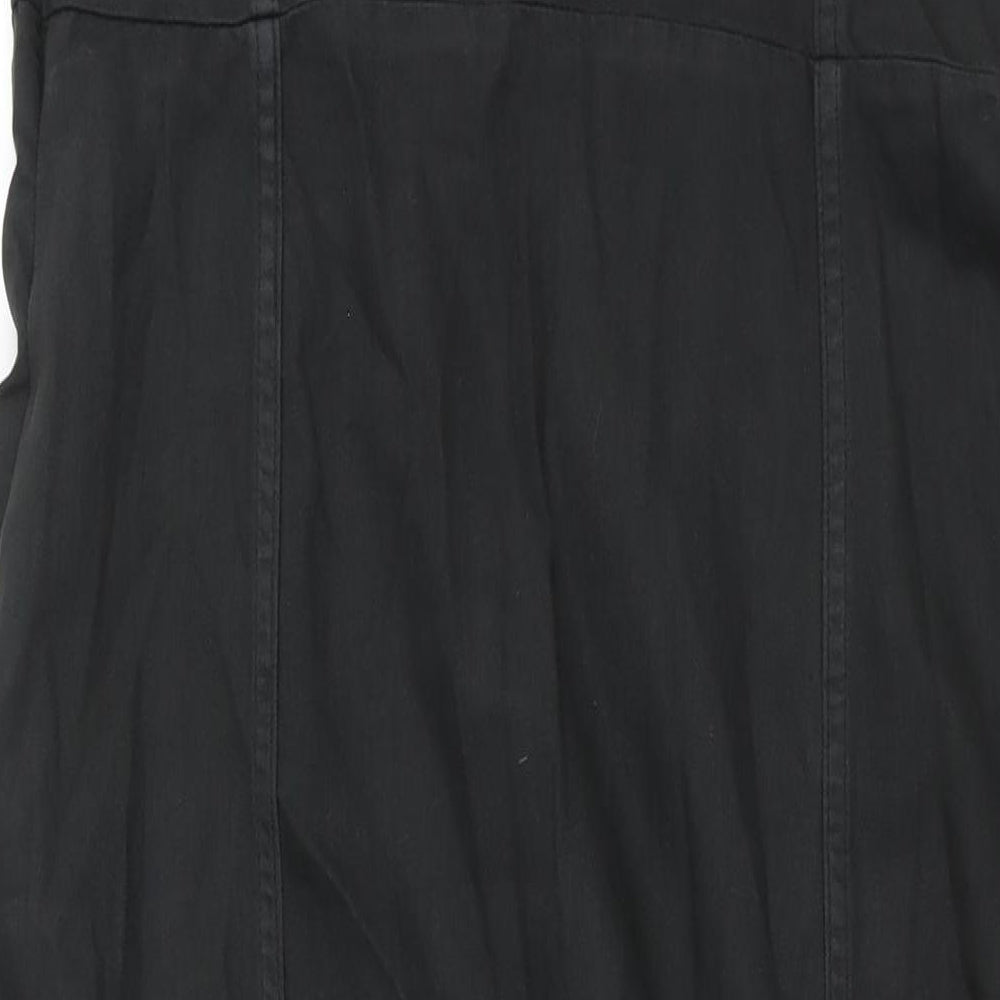 Monki Womens Black Cotton Shift Size 16 Square Neck Zip - Front Slit