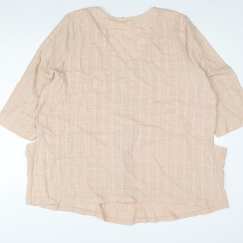 Autonomy Womens Pink Cotton Basic Blouse Size XL Scoop Neck - Button Detail Pockets