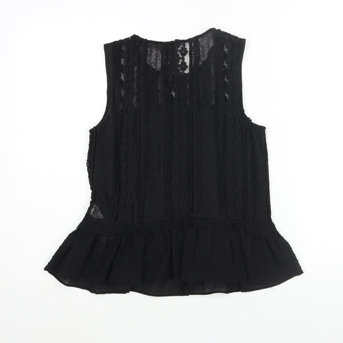 Zara Womens Black Polyester Camisole Blouse Size S Round Neck - Peplum