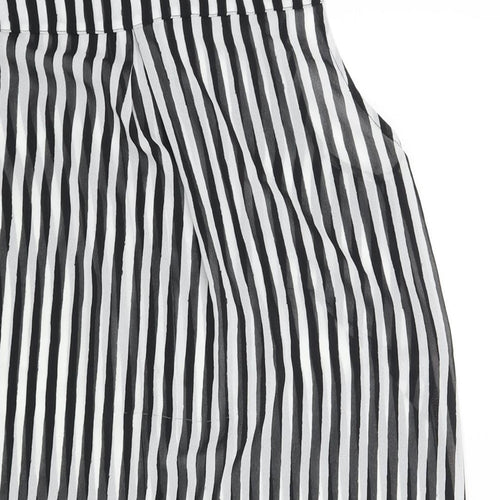H&M Womens Black Striped Polyester Camisole Blouse Size 6 Collared - Semi Sheer
