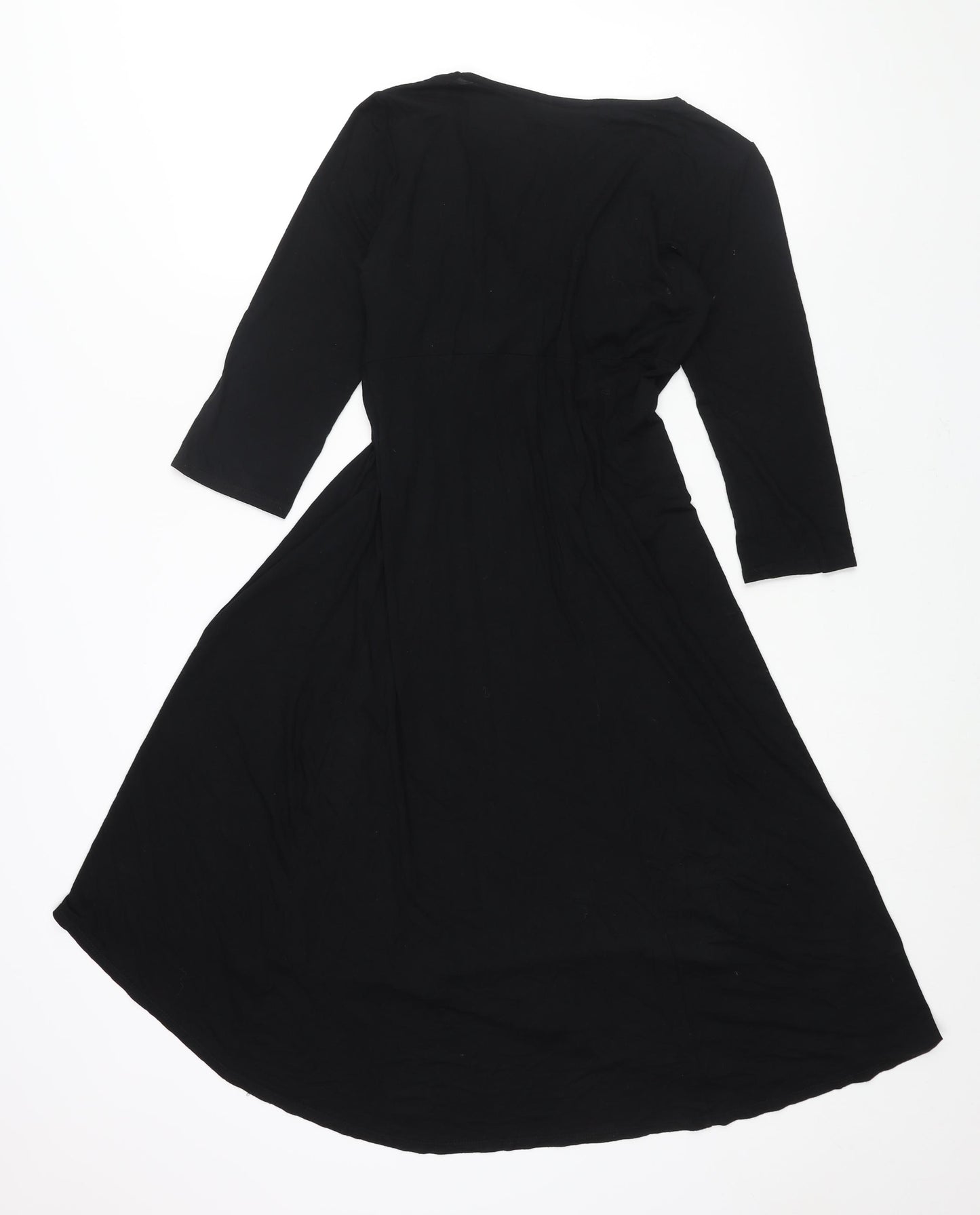 Wallis Womens Black Viscose A-Line Size 10 V-Neck Pullover - Knot Detail