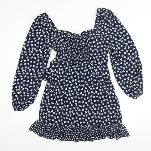 Quiz Womens Black Floral Polyester Wrap Dress Size 10 Sweetheart Pullover - Frill