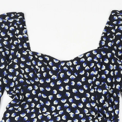 Quiz Womens Black Floral Polyester Wrap Dress Size 10 Sweetheart Pullover - Frill