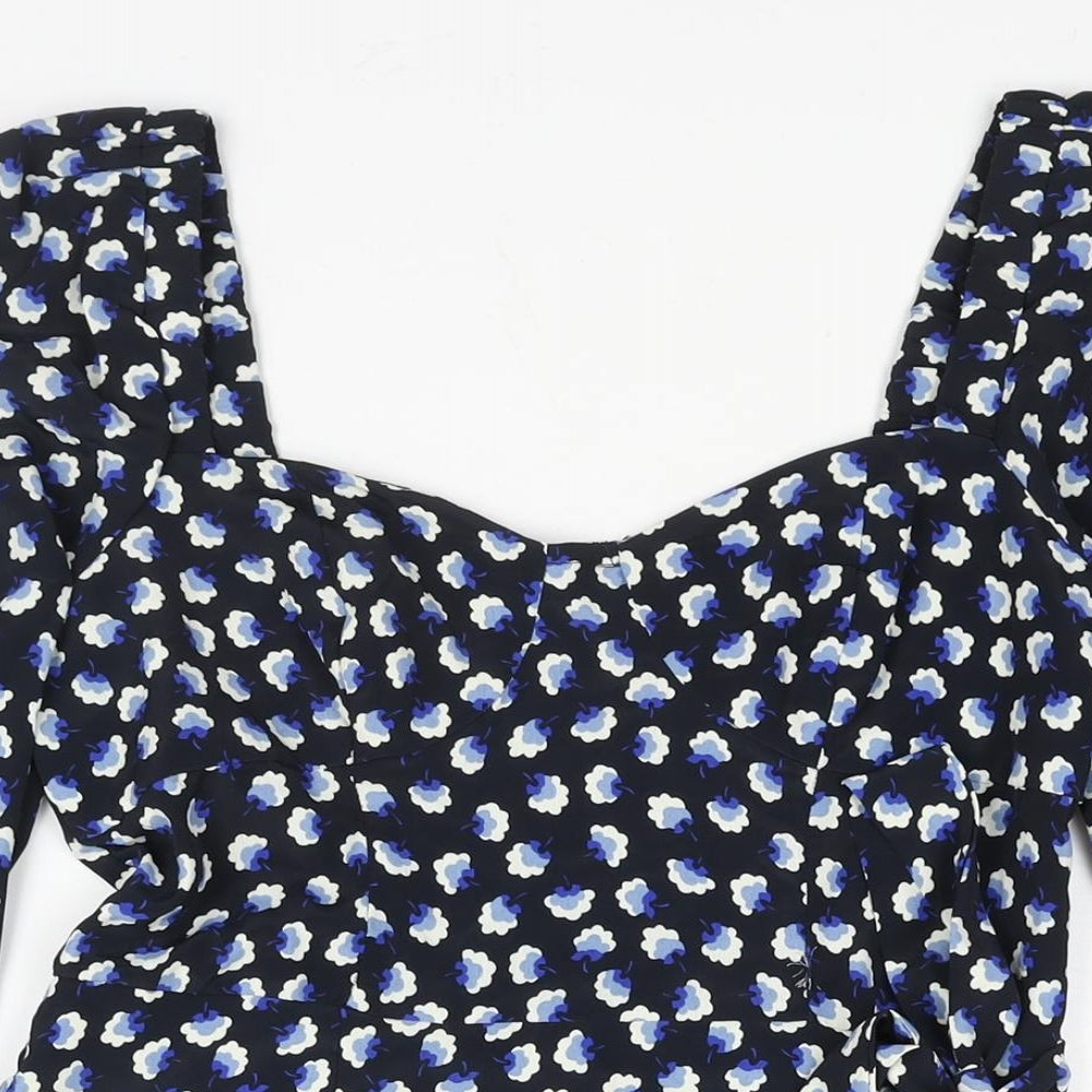 Quiz Womens Black Floral Polyester Wrap Dress Size 10 Sweetheart Pullover - Frill