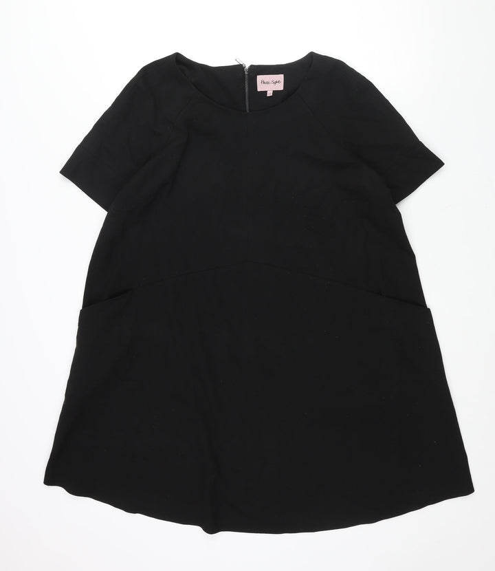 Phase Eight Womens Black Polyester A-Line Size 14 Round Neck Zip