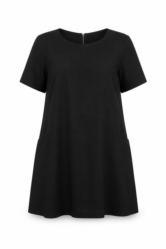 Front view of Phase Eight women’s black polyester a-line, size UK 14, round neck zip
