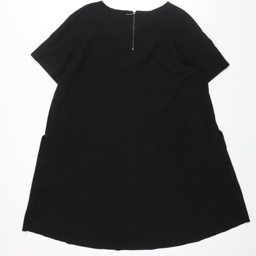 Phase Eight Womens Black Polyester A-Line Size 14 Round Neck Zip