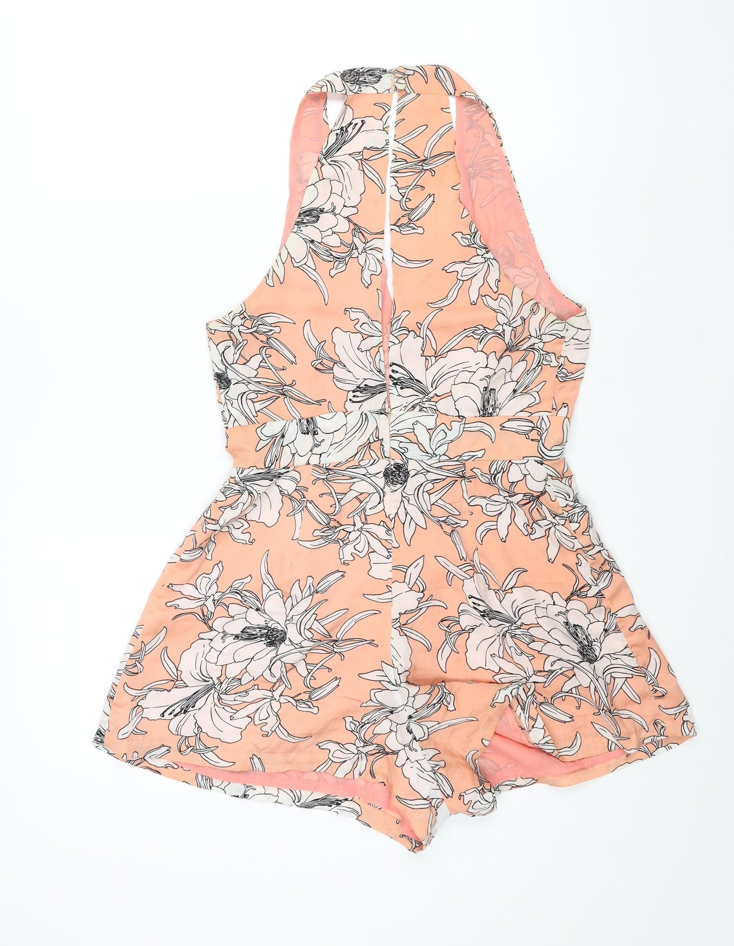 Mint Vanilla Womens Pink Floral Polyester Playsuit One-Piece Size 10 Button