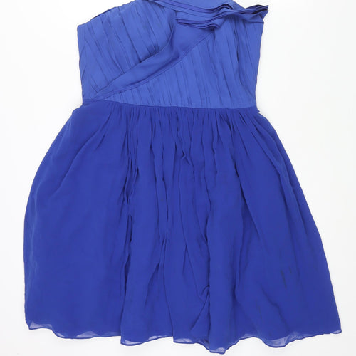 Coast Womens Blue Polyester Fit & Flare Size 16 Square Neck Zip - Pleated Frill Tulle Underskirt