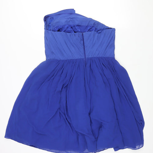Coast Womens Blue Polyester Fit & Flare Size 16 Square Neck Zip - Pleated Frill Tulle Underskirt