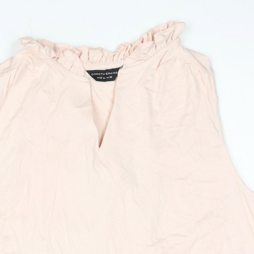 Dorothy Perkins Womens Pink Viscose Camisole Blouse Size 16 V-Neck - Frill