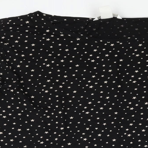 H&M Womens Black Geometric Cotton Basic Blouse Size XL Roll Neck - Star Print