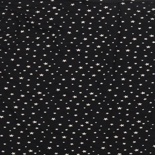 H&M Womens Black Geometric Cotton Basic Blouse Size XL Roll Neck - Star Print