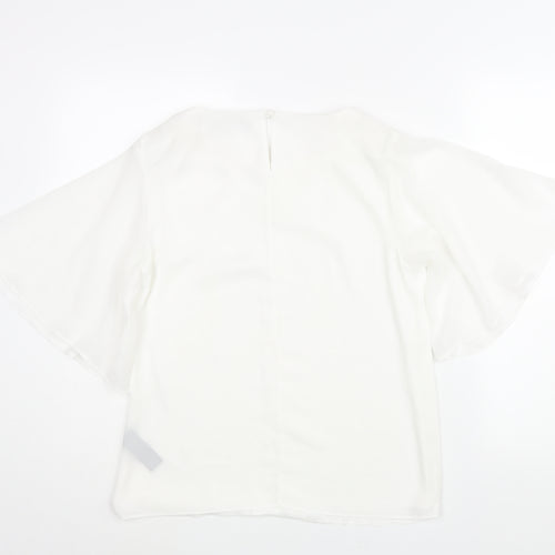 Star by Julien Macdonald Womens White Polyester Basic Blouse Size 10 Round Neck