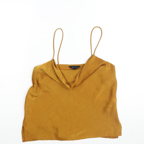 New Look Womens Yellow Polyester Camisole Blouse Size 8 Cowl Neck