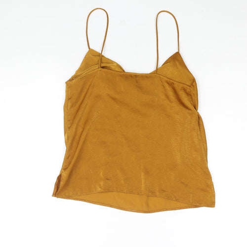 New Look Womens Yellow Polyester Camisole Blouse Size 8 Cowl Neck