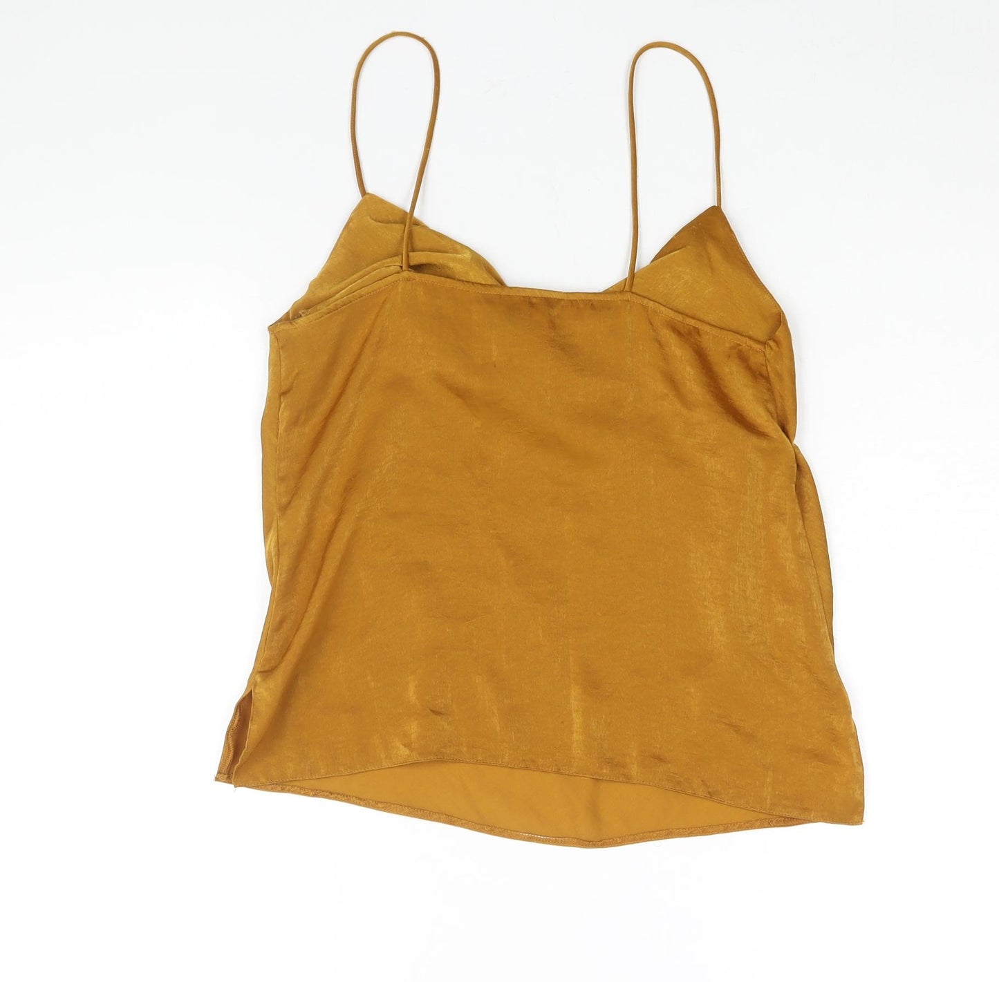 New Look Womens Yellow Polyester Camisole Blouse Size 8 Cowl Neck