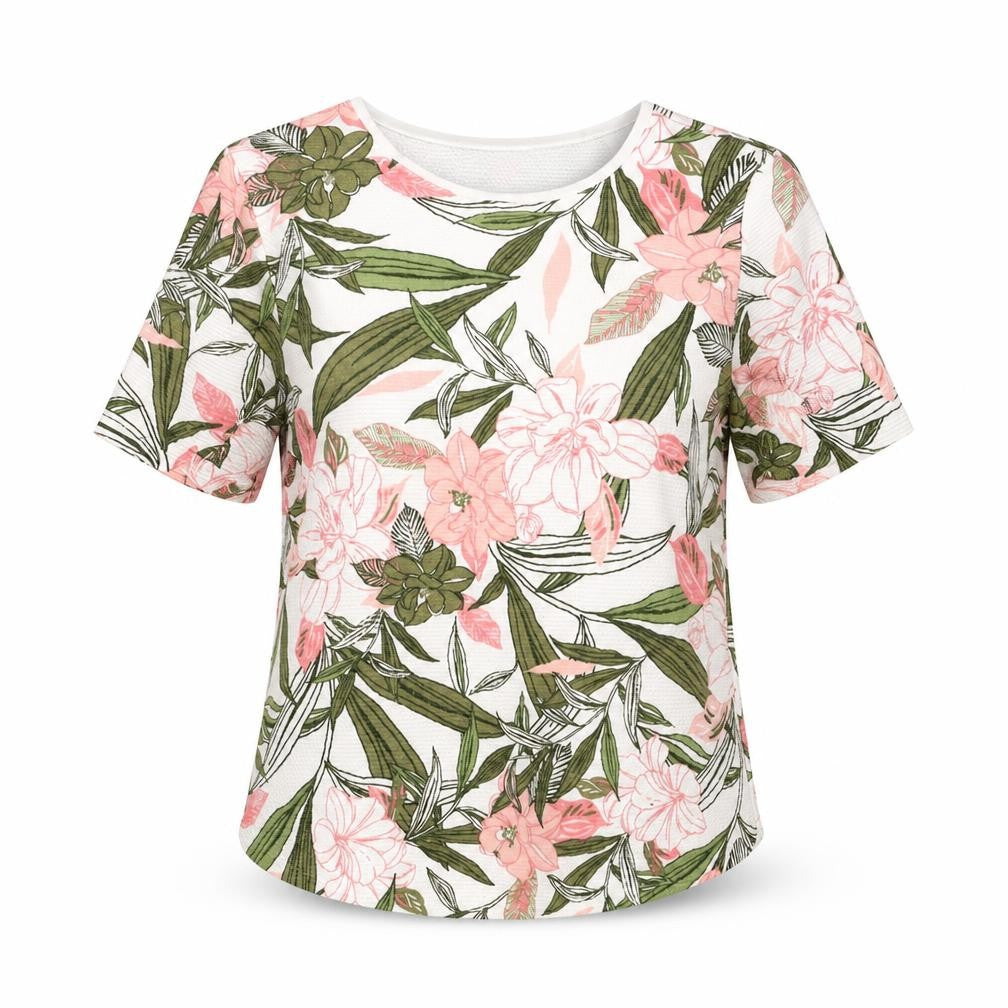 Front view of Dorothy Perkins women’s multicoloured floral polyester basic blouse, size UK 8, round neck