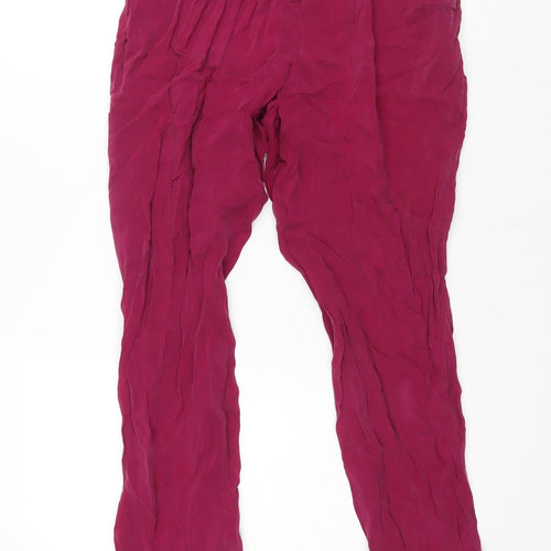 Incognito Womens Purple Viscose Trousers Size 12 L30 in Regular Zip