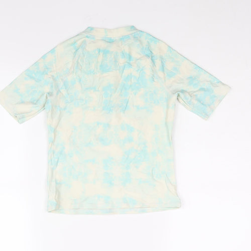 Marks and Spencer Girls Multicoloured Geometric Polyester Pullover Casual Size 10-11 Years Mock Neck Zip - Tie Dye Hawaii Surf Swim Top