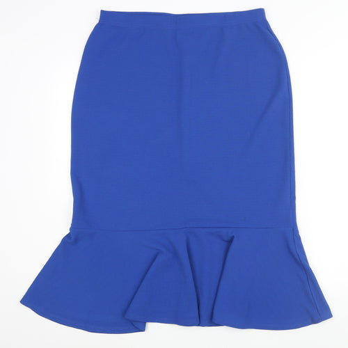 Damart Womens Blue Polyester Trumpet Skirt Size 14 - Size 14-16