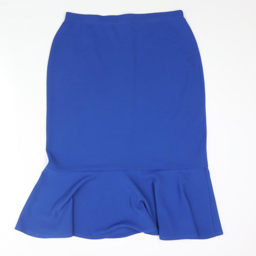 Damart Womens Blue Polyester Trumpet Skirt Size 14 - Size 14-16