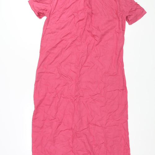 Divided by H&M Womens Pink Viscose Shirt Dress Size 10 Collared Button