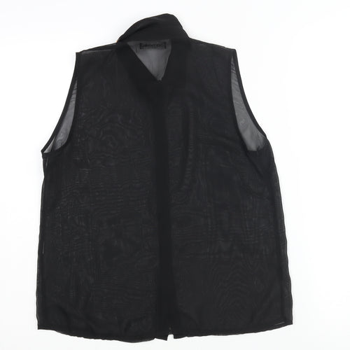 Love This Womens Black Polyester Camisole Blouse Size 8 Collared - Stud Detail Semi Sheer