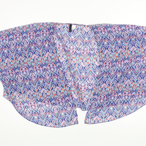 Divided by H&M Womens Multicoloured Geometric Polyester Kimono Blouse Size L V-Neck - Semi Sheer