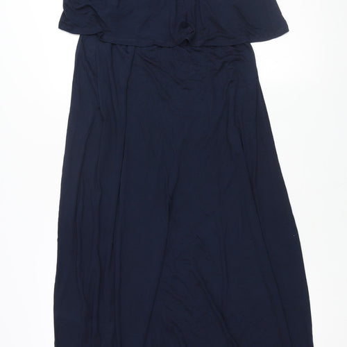 H&M Womens Blue Viscose Maxi Size M Round Neck Pullover - Beading Detail