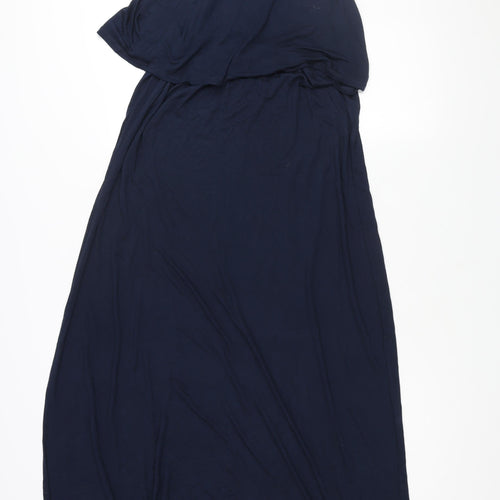 H&M Womens Blue Viscose Maxi Size M Round Neck Pullover - Beading Detail