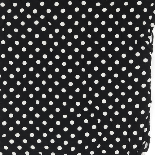 Topshop Womens Black Polka Dot Viscose Basic Button-Up Size 8 Collared